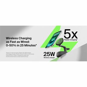 Belkin UltraCharge Pro Induction Charger - Charcoal - For Qi2-enabled Device, AirPod, Smartwatch, Smartphone, iPhone - 30 
