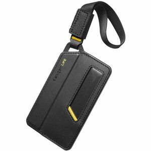 Spigen Luggage Tag - Strap Fastener - Nylon, Faux Leather, Silicone - Black - 1 / Pack