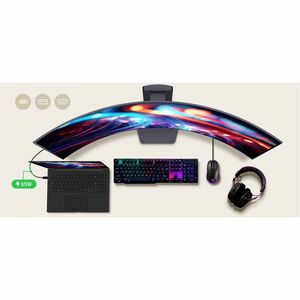 LG UltraGear 45GX90SA-B 45" (114.3 cm) Class UW-QHD Curved Screen Gaming OLED Monitor - 21:9 - Black - 44.5" (113 cm) View