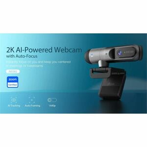 j5create JVU302-N Webcam - 5 Megapixel - 60 fps - Black - USB 2.0 Type A/USB Type C - 1 Pack(s) - 2K, Full HD - 2560 x 144