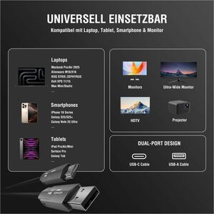 4smarts ComboCord 1,50 m USB-C/USB-A/HDMI AV-/Datenkabel - 1 - Cable for Notebook, Tablet, Smartphone, Monitor, Docking St