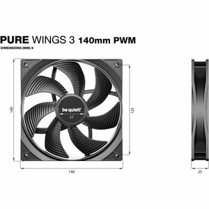 be quiet! Pure Wings 3 3 Pack Kühllüfter - Multimedia-System, PC, Kühler - 140 mm Maximum Fan Diameter - 3 x Fan(s) - 97,5