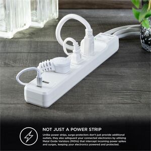 CyberPower CSP604UCW Home Office Surge Protector with 1500 J Surge Suppression - Clamping Voltage 800V, 4 ft Cord, NEMA 5-