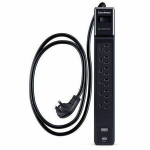 CyberPower CSP604UC Home Office Surge Protector with 1500 J Surge Suppression - Clamping Voltage 800V, 4 ft Cord, NEMA 5-1
