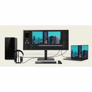 LG Ultrawide 34BA75QE-B 34" Class UWQHD Curved Screen LCD Monitor - 21:9 - 34" Viewable - In-plane Switching (IPS) Technol