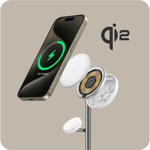 Caricatore a induzione ANKER MagGo A25M3 - Bianco, Argento - Per Dispositivo abilitato Qi2, iPhone, Smartwatch, AirPod, Ea