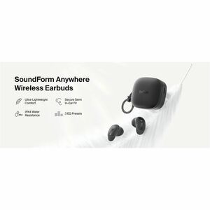Belkin SoundForm Anywhere AUC014FQBK Earset - Stereo - True Wireless - Bluetooth - Earbud - Binaural - In-ear - Black