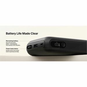 Belkin BoostCharge Power Bank - Black - 20000 mAh - 45 W - Built-in Cable - Black