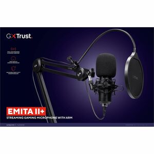 Microphone EMITA II+ avec bras articulé - GXT270-Filtre Anti-Pop et Anti-Vent, Gamer USB Micro avec Directivité Cardioïde 