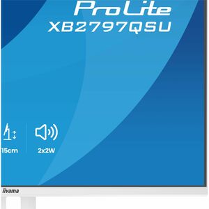 Moniteur LED iiyama ProLite XB2797QSU-W1 27" Classe WQHD - 16:9 - Blanc mat - 68,6 cm (27") Viewable - Technologie IPS - L