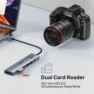uHUB S7 Pro 7-in-1 5Gbps USB-C Hub with Screen On/Off button Supports 4K60Hz PD 100W SD/microSD card reader