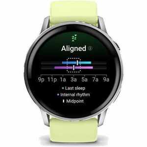 Garmin Venu 4 Smart Watch - Silver Case Color - Citron Band Color - Stainless Steel, Metal Body Material - Fiber Reinforce