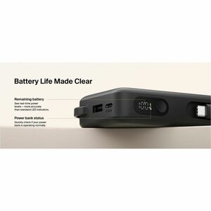 Belkin UltraCharge Power Bank - Black - For iPhone, iPad Air, iPad mini, iPad Pro - 10000 mAh - 45 W - USB Type-C Connecto