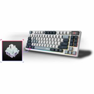 MSI FORGE GK600 TKL WIRELESS SKY Gaming Keyboard - Wired/Wireless Connectivity - Bluetooth/RF - Tenkeyless - 2.40 GHz - US