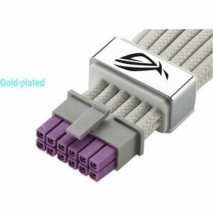 The ROG Equalizer (WHITE) is an etched 12V-2x6 PCIe cable that delivers balanced PSU-to-ROG Equalizer power to minimize cu