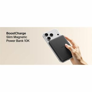 Belkin BoostCharge Power Bank - Black - For Smartphone, iPhone - 10000 mAh - 20 W - USB Type-C Connector - 2 x USB - Magne