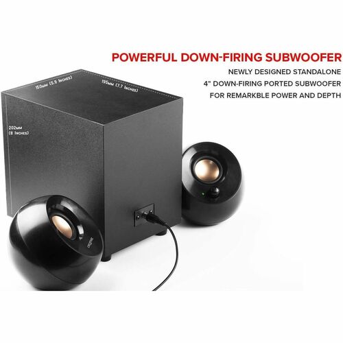 Creative Pebble Plus 2.1 Speaker System - 8 W RMS - Black - 50 Hz to 20 kHz