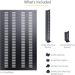 StarTech.com 1U 4-Post 19.5 to 38in Adjustable Mounting Depth Vented Rack Mount Shelf - Heavy Duty Fixed Rack Shelf - 330l