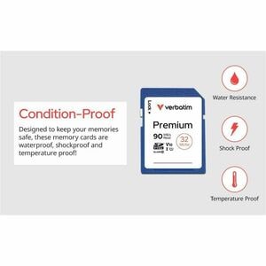 Verbatim Premium 128 GB Class 10/UHS-I (U1) SDXC - 1 Each - TAA Compliant - 70 MB/s Read - 300x Memory Speed