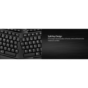 Adesso 2.4 GHz Wireless Ergonomic Trackball Keyboard - Wireless Connectivity - RF - 30 ft - 2.40 GHz - USB Interface - 105