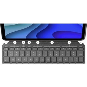 Logitech Folio Touch Keyboard/Cover Case for 27.9 cm (11") Apple iPad Air (4th Generation) Tablet - Oxford Gray - Scuff Re