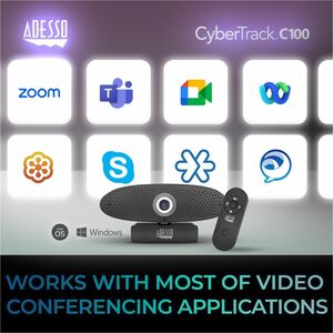 Adesso CyberTrack C100 Webcam - 8 Megapixel - 30 fps - USB 2.0 - 3840 x 2160 Video - CMOS Sensor - Manual Focus - 150° Ang