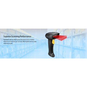 Adesso NuScan 2500TB Logistics, Warehouse Handheld Barcode Scanner - Wireless Connectivity - Black - USB Cable Included - 
