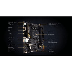 TUF GAMING A520M-PLUS II Desktop Motherboard - AMD A520 Chipset - Socket AM4 - Micro ATX - Ryzen 3, Ryzen 5, Ryzen 7, Ryze