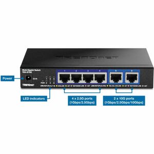 TRENDnet TEG-S762 6 Anschlüsse Ethernet-Switch - 2.5 Gigabit Ethernet, 10 Gigabit Ethernet - 2.5GBase-T, 10GBase-T - TAA-k