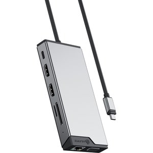 Alogic DV3 USB Type A, USB Type C Docking Station for Notebook - Memory Card Reader - SD - 100 W - Space Gray - 3 Displays