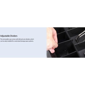 Adesso MRP-13CD Cash Drawer - 4 Bill - 5 Coin - 2 Media Slot - 3 Lock Position - Steel - 82.6 mm Height x 330.2 mm Width x