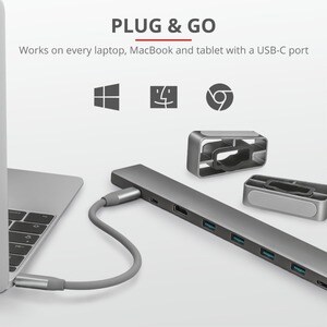 Trust Dalyx USB Type C Docking Station for Notebook/Tablet PC/Desktop PC/Smartphone/Monitor - 60 W - 7 x USB Ports - 4 x U