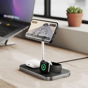 Alogic MagSpeed 3-in-1 Wireless 15W Charging Station - 1 - LED Indicator, Fast Charge Mode, Safety, Magnetic