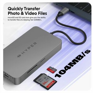 Hyper HyperDrive Dual 4K HDMI 10-in-1 USB-C Hub For M1/M2 MacBooks - for Desktop PC/Notebook/Monitor - Memory Card Reader 