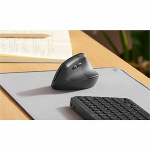 Logitech Lift Ergo Mouse - Optical - Wireless - Bluetooth/Radio Frequency - Graphite - USB - 4000 dpi - Scroll Wheel - 4 B