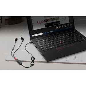Lenovo Go Wired Earbud Stereo Earset - Thunder Black - Binaural - In-ear - 32 Ohm - 50 Hz to 10 kHz - 120 cm Cable - Noise