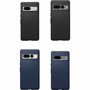 Spigen Liquid Air Case for Google Pixel 7 Smartphone - Geometric Design - Matte Black - 1 - Drop Resistant, Slip Resistant