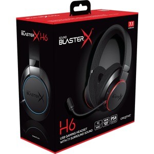 Creative Sound BlasterX H6 Wired Over-the-head Stereo Headset - Black - Binaural - Circumaural - 32 Ohm - 20 Hz to 20 kHz 