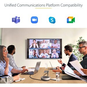 StarTech.com USB-C Speakerphone Docking Station, Mini Portable Conference Speaker/Audio Dock, VGA/4K HDMI, USB Hub, Teams/