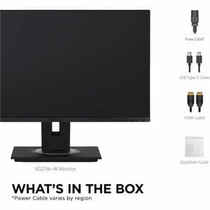 Moniteur LED ViewSonic Graphic VG2756-4K 27" Class 4K UHD - 16:9 - 68,6 cm (27") Viewable - Technologie IPS - LED Rétroécl
