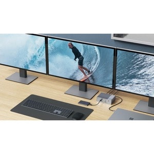 Targus HyperDrive HDG215-EU USB-Typ C Docking Station für Notebook, Tablet-PC, Desktop-PC - Silber - 3 Unterstützte Displa