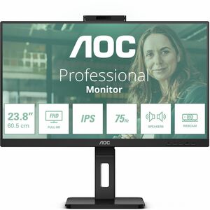 AOC 24P3QW 24" Class Webcam Full HD LED Monitor - 16:9 - Black - 60.5 cm (23.8") Viewable - In-plane Switching (IPS) Techn