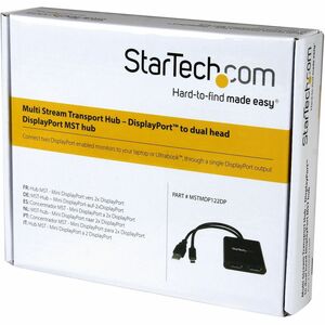 StarTech.com Signal Splitter - Plastic - 30 Hz to 60 Hz - 3840 × 2160 - 2 m Maximum Operating Distance - DisplayPort - USB