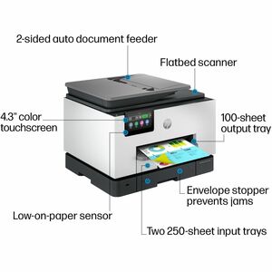 HP Officejet Pro 9130b Wired & Wireless Inkjet Multifunction Printer - Color - Cement - Copier/Fax/Printer/Scanner - 4800 