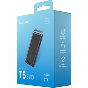 Samsung T5 EVO 2 TB Solid State Drive - External - Black - USB 3.2