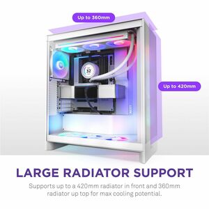 NZXT H7 Flow CM-H72FW-R1 Computer Case - ATX Motherboard Supported - Mid-tower - Galvanized Cold Rolled Steel (SGCC), Temp