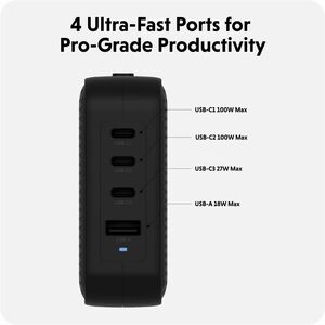 Adaptateur secteur Hyper HyperJuice - 100 W - 1 USB - 3 USB Type-C - Pour Ordinateur Portable, Smartphone, Tablette PC, Ca