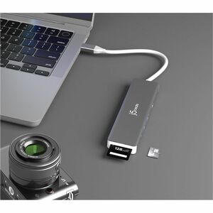j5create Elite JCD390 USB Type C Docking Station for Memory Card Reader, Flash Drive - Charging Capability - Memory Card R
