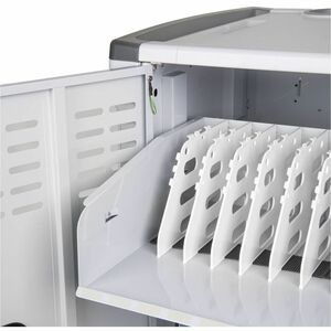 Rocstor Volt C42 Pre-Wired Charging Cart with Intelligent Power Charging 90W - 3 Shelf - 3 Drawer - Push Handle Handle - 4