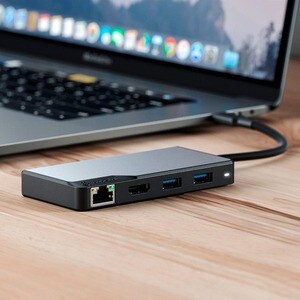 Alogic Fusion ALPHA USB-Typ C Docking Station - Grau - 4K - 3840 x 2160 - 3 x USB-Anschlüsse - 2 x USB 3.0 - USB Typ-A - U